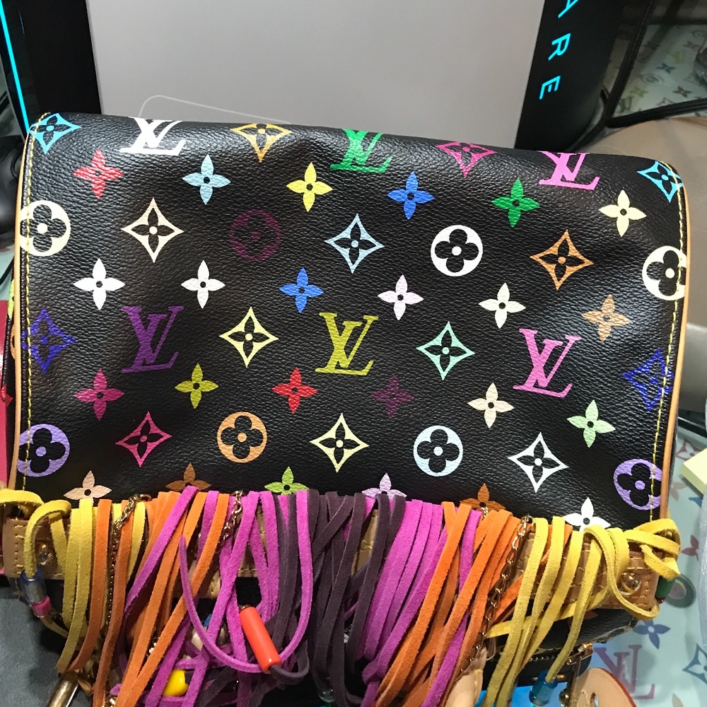 Murakami x Vuitton vintage fringe black multicolor speedy bag. EUC - Picture 11 of 15
